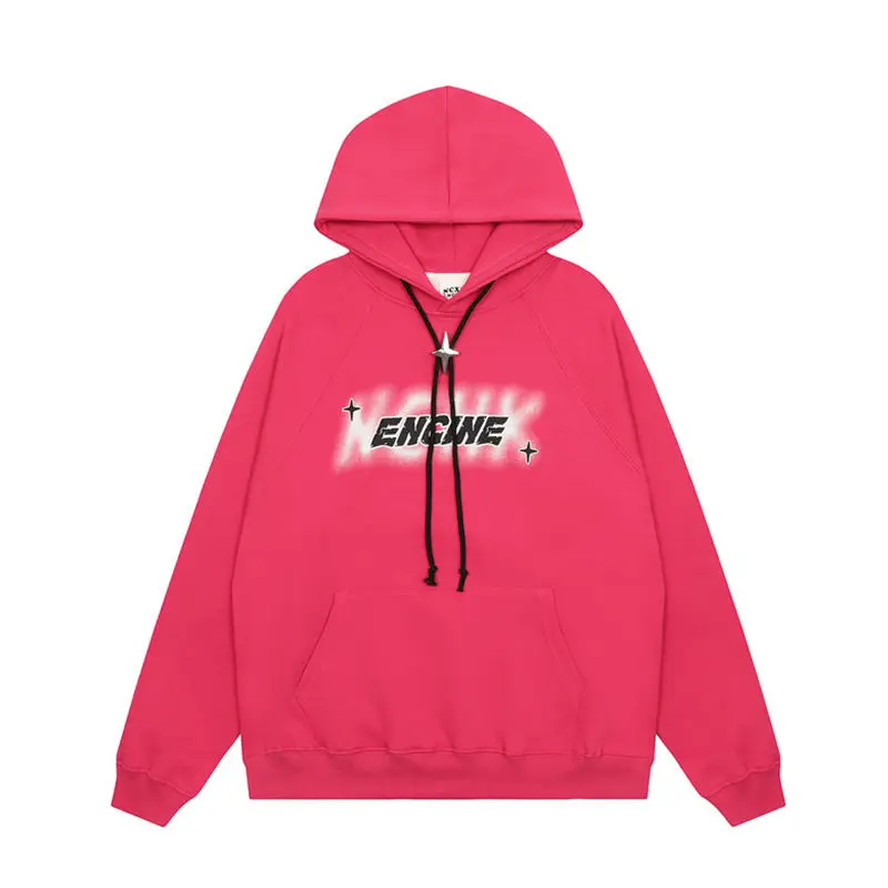 Hoodie wanita trendi, Atasan wanita trendi, Hoodie Amerika, tali gesper, topi bintang empat, musim semi dan musim gugur