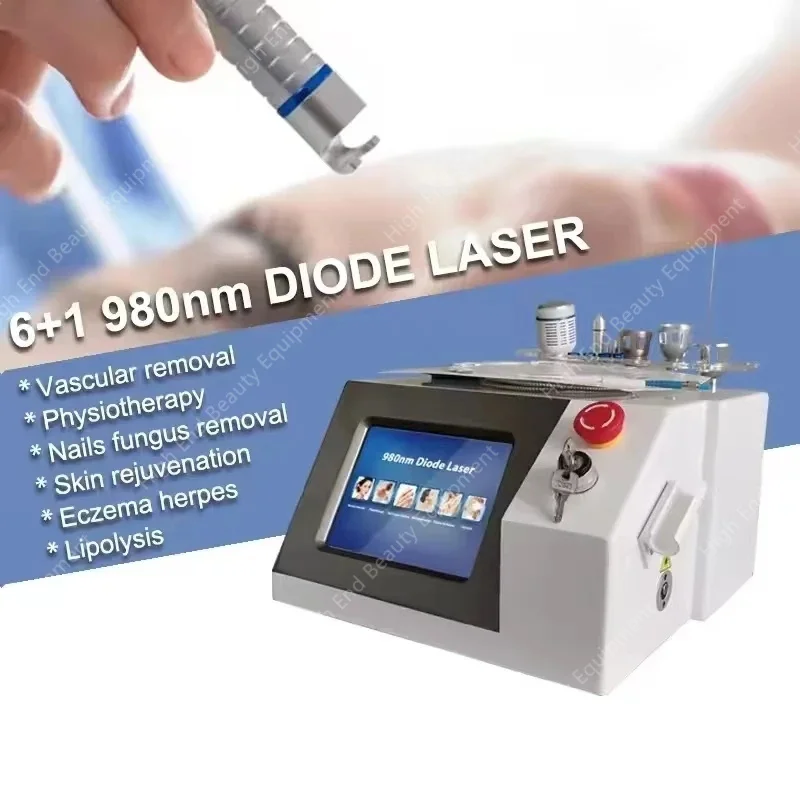 6-in-1 980NM Laser Skin And Nail Fungal Infection Removal Device For Red Blood Silk Spider Vein Removal Diode Vascular