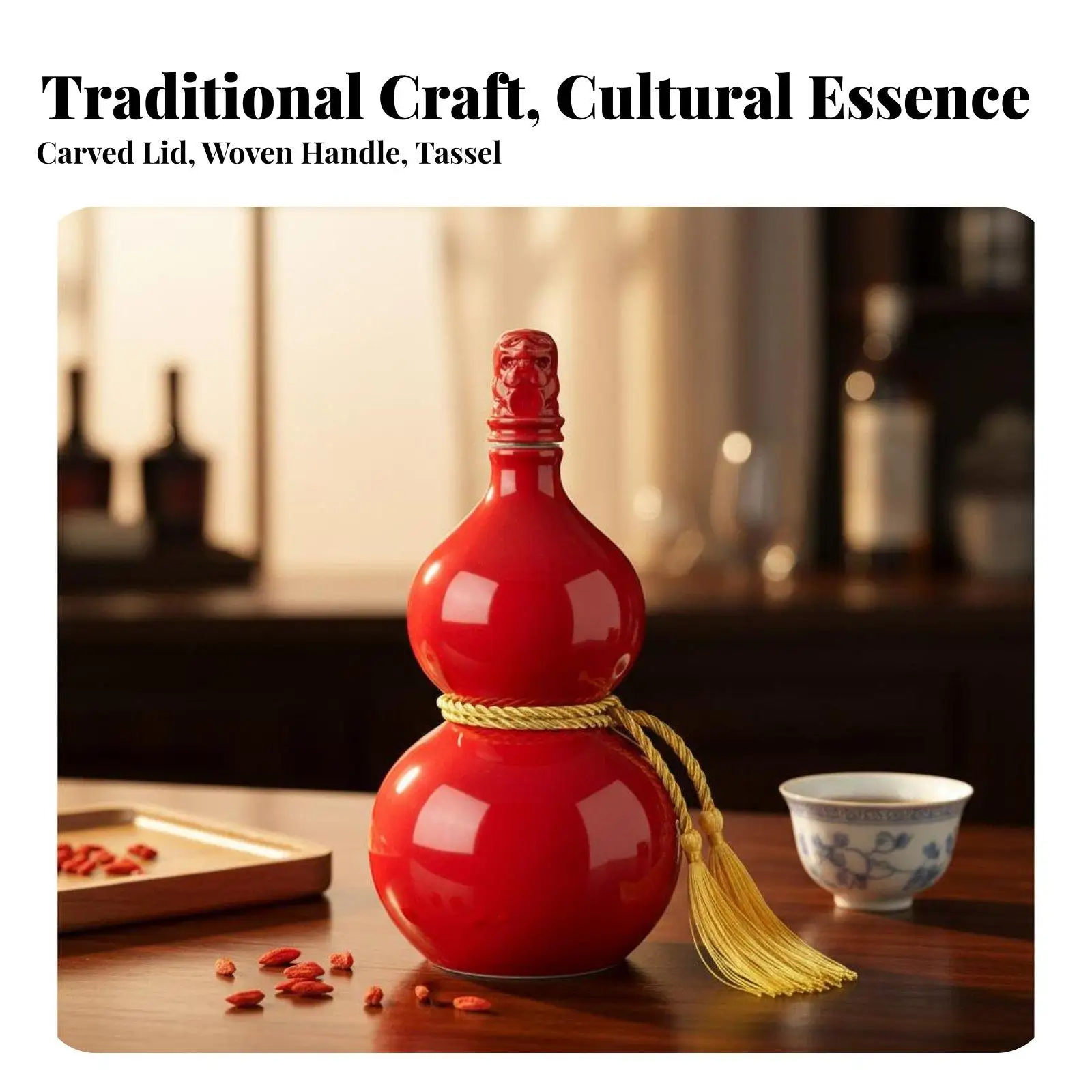 Chinese Style Ceramic Wine Bottle Gourd Shaped Sake Dispenser Tabletop Art for Collectors