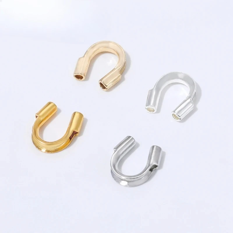 Gold Plated Brass Wire Guardian & Protector, U-Shape Clasp Connector Loops for Jewelry Making Supplies