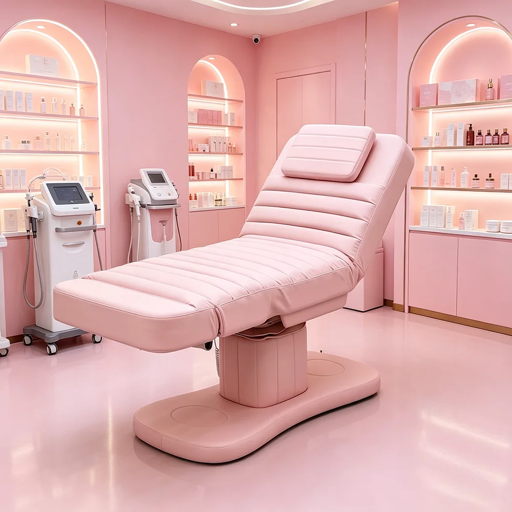 Pink Electric Lifting Facial Beauty Care Bed, Beauty Salon Chair, Physical Examination Diagnosis Bed, Shipt from United States