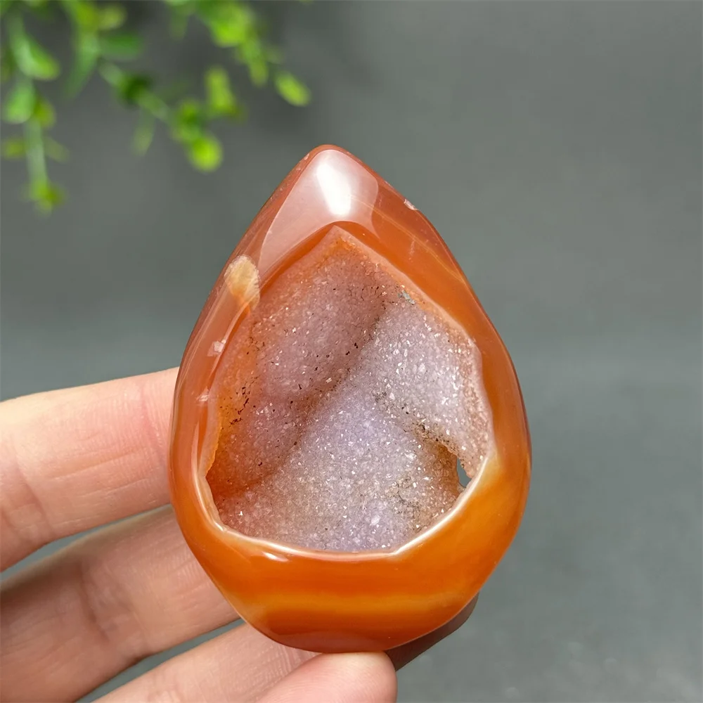 Grotte en cristal d'agate rouge naturelle, Quartz minéral en forme d'œuf, thérapie de méditation Reiki, prière, sorcellerie, décoration Feng Shui pour la maison