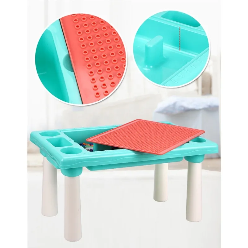 Multifunctional Toy Building Blocks Learning Table Kids Educational Activity Table Set
