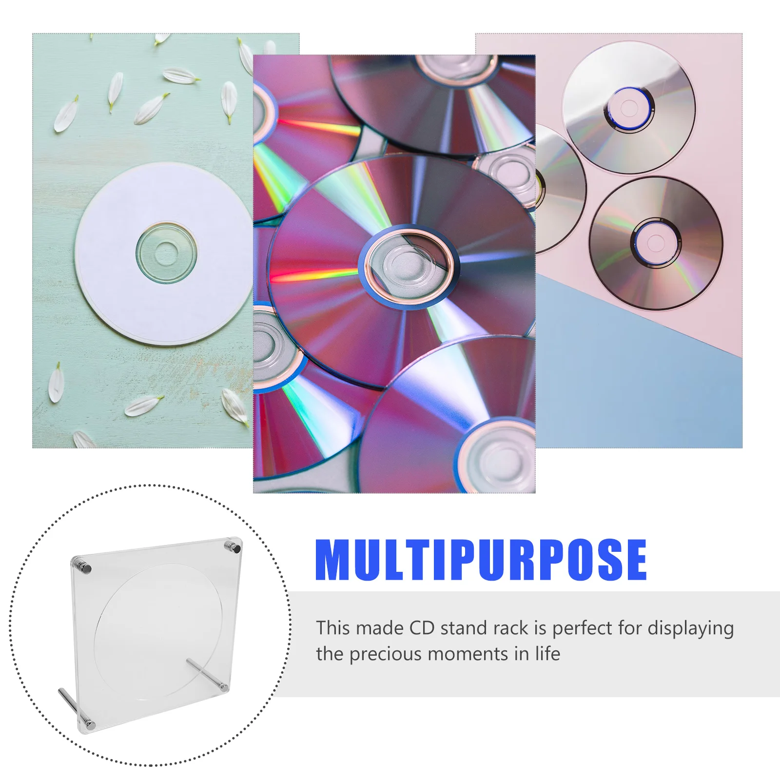 Record Display Rack CD Card Holder Household Blank Decorative Stand Acrylic Stainless Steel Racks