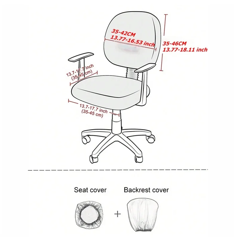 2pcs/set Office Computer Chair Cover Protective Stretch Split Chair Covers Universal Office Anti-dust Office Seat Slipcovers