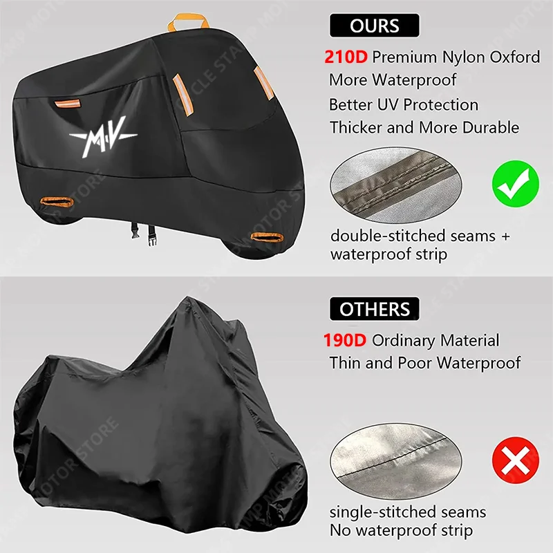 Waterproof Motorcycle Cover For MV Agusta 675 800 Brutale 800 1000 Turismo Veloce RC Outdoor Protection Against Rain Dust Debris