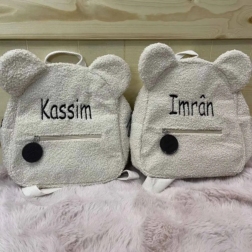 Personalised Bear Backpack Embroidered Your Name Children School Bag Travelling Rucksack Women's Cute Bear Shoulder Backpacks