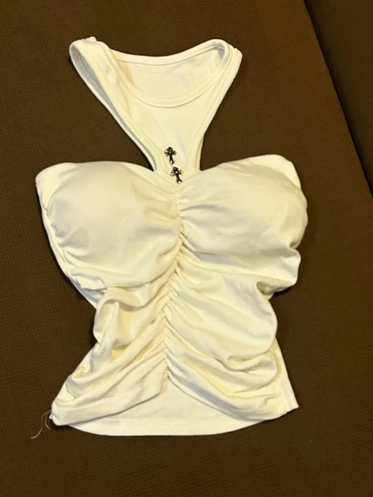 

Оригинальный сексуальный белый топ в стиле ретро, красивый маленький жилет, лето 2022, пригородный жилет с цветочным принтом, облегающий крой из смеси хлопка