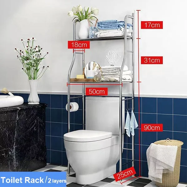 Anti-rust 3-layer bathroom tower, bathroom corner bracket storage organizer, bathroom space saver on toilet luggage rack