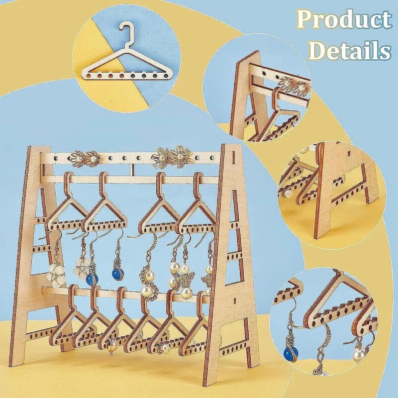 

Подставка для сережек, органайзер для ювелирных изделий, подставка для ушей, деревянная мини-вешалка для одежды, держатель для сережек для розничного магазина, столешница