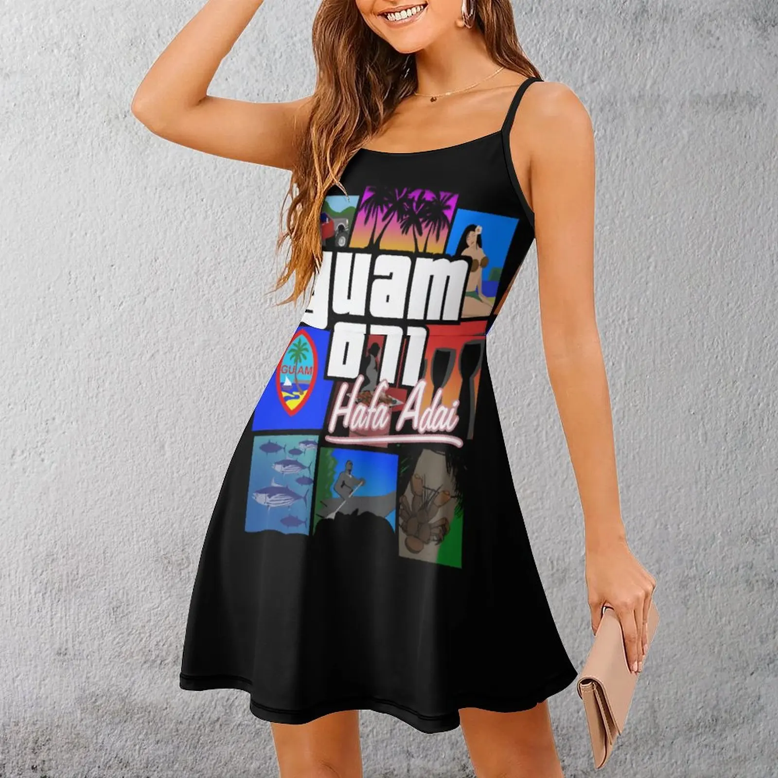 

Guam 671 Hafa Adai женское платье на бретельках Nerd The Dress повседневное экзотическое женское платье с графическим рисунком для вечеринок