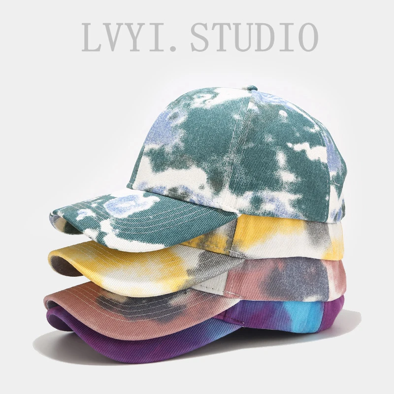 Tie Dye Baseball Cap, Adjustable Cotton Sun Hat for Men Women, Casual Streetwear Dad Hat, Multiple Colors Available