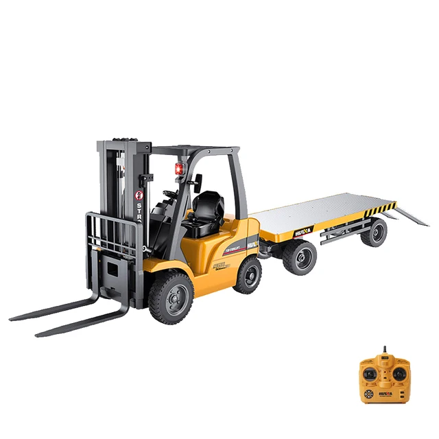 Huina 577 1:14 RC Alloy 3 in 1 Forklift Simulation Lifting Crane Electric Moving Toy Engineering Vehicle Model Gift for Children