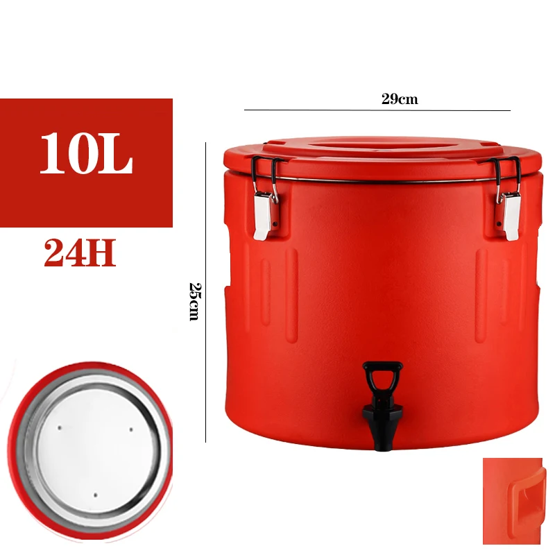 10/20/30L Barrel Hot Water Bottle Insulation Container Soybean/Milk Tea Porridge/Hot Soup Preserve Bucket Stainless Steel Inter