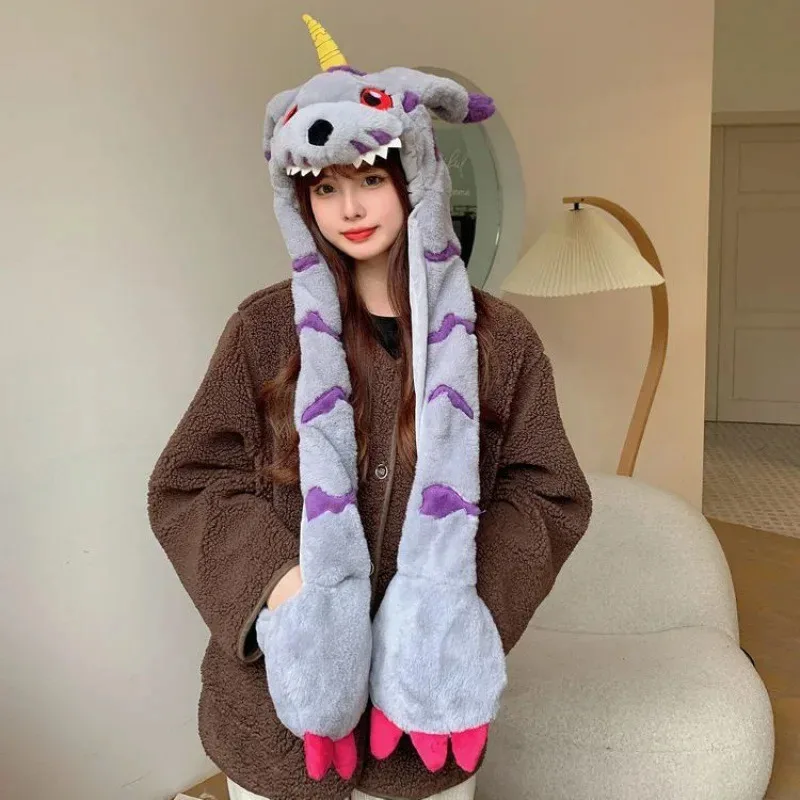 

Цифровой монстр для косплея Digimon Adventure Ishida Yamato Pet Gabumon, движущаяся шляпа, милая плюшевая шапка для прыжков с нажатием, уши Movev;6,a'3.