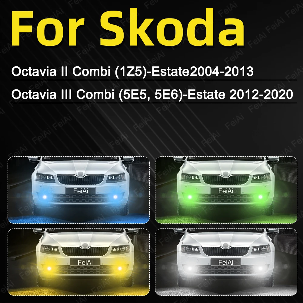 LED Front Fog Lights For Skoda Octavia 2 3 Combi 2004-2020 2013 2014 2015 2016 2017 Octavia 1Z 5E mk2 mk3 Tuning Accessories