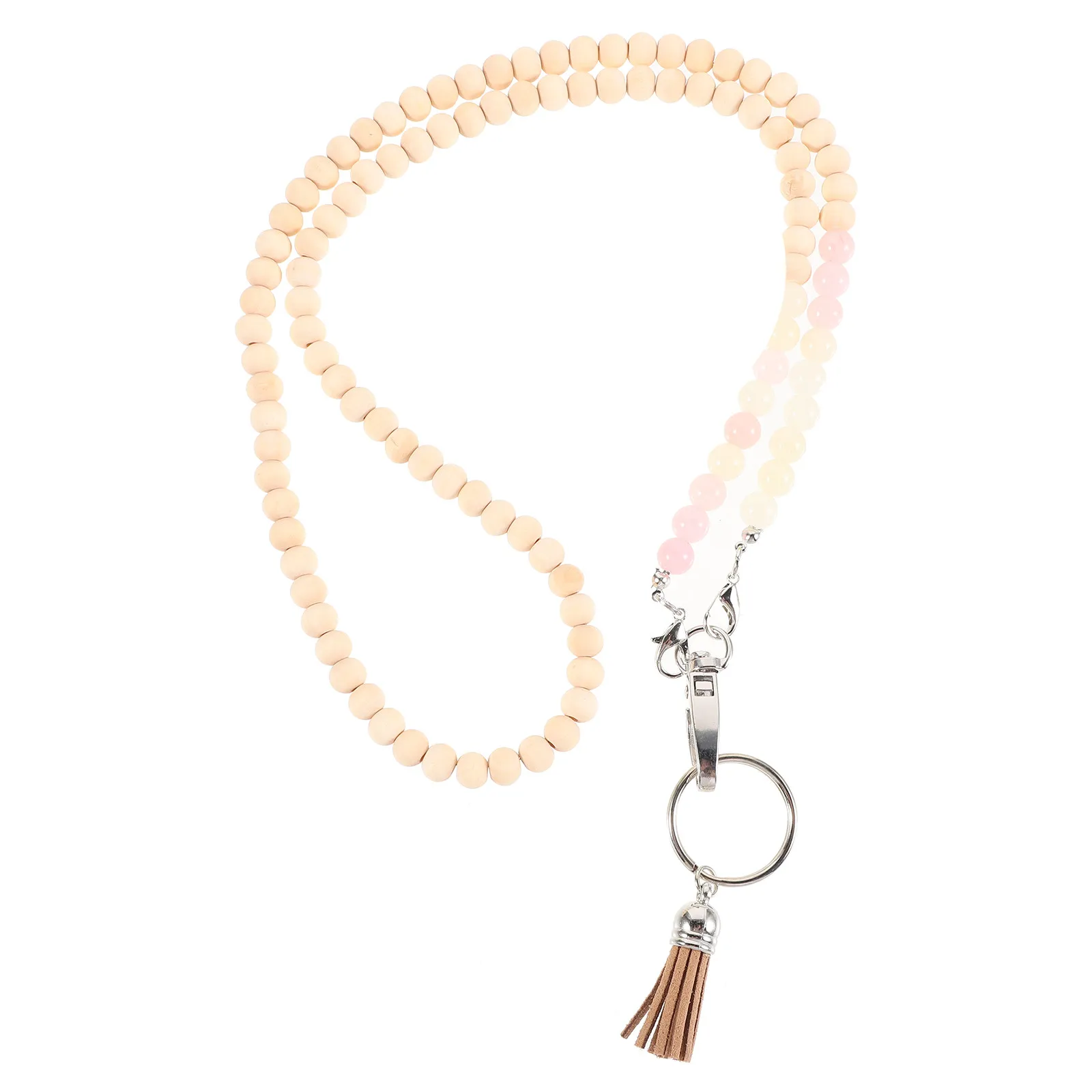 Adjustable Length Beaded Id Badge Holder Lanyard for Teachers Nurses Students Office Workers Key Card Carrier Neck Strap Secure