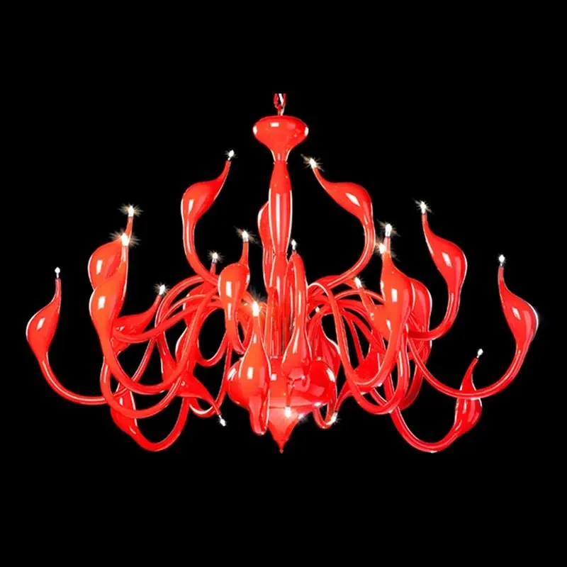 Luxury Swan LED Chandeliers Bedroom Foyer Villa Pendant Lights Lustre Black White Red Gold Hanging Lamp Home Decor Fixture