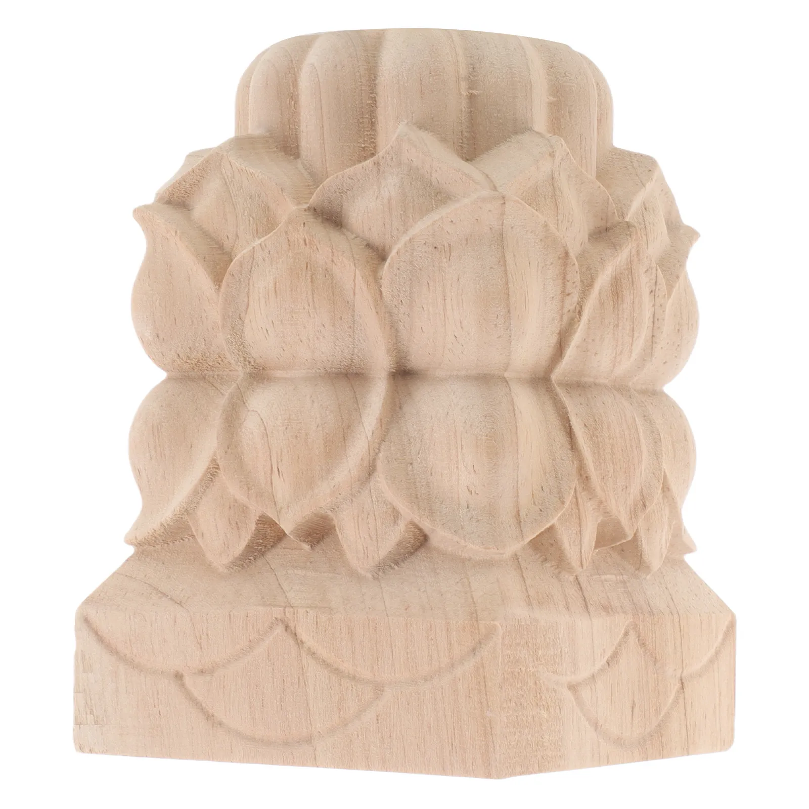 Unfinished Wooden Lotus Stair Spindle Finial 9x12cm Decorative Bedpost Railing Topper Wood Post Finials Unpainted Wood Staircase