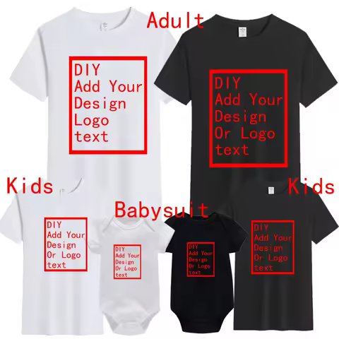 Family Matching Shirts Cotton Dad Mom Bro Sis Kids T Shirt Baby Rompers Matching Customized Your Design Idea Cool DIY Logo Print