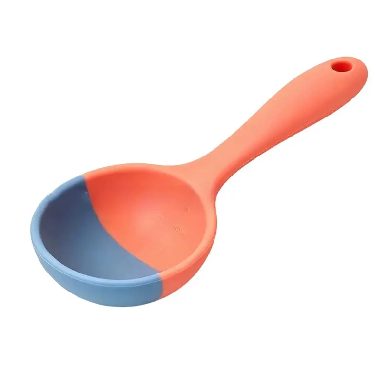 VEHO-Silicone Spoon - Colorful Silicone Spatula Ladle Soft Top To Mold To Pots & Pans Non-Stick Soup Spoon With Graduations