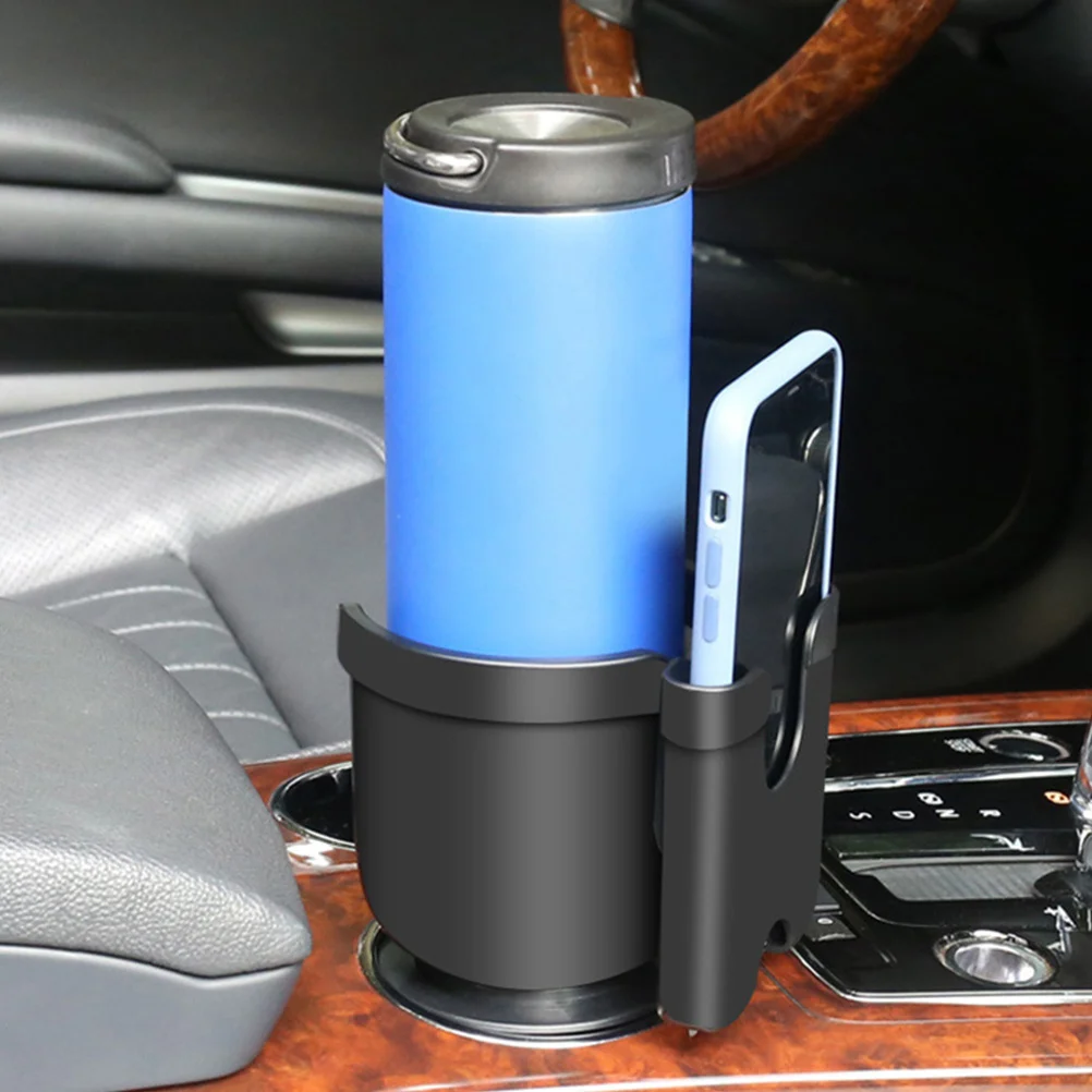 

1pc Rotating Cup Holder Phone Box 2-In-1 Car Beverage Rack Durable Plastic Storage Shelf For Auto Drink Holder Organizer