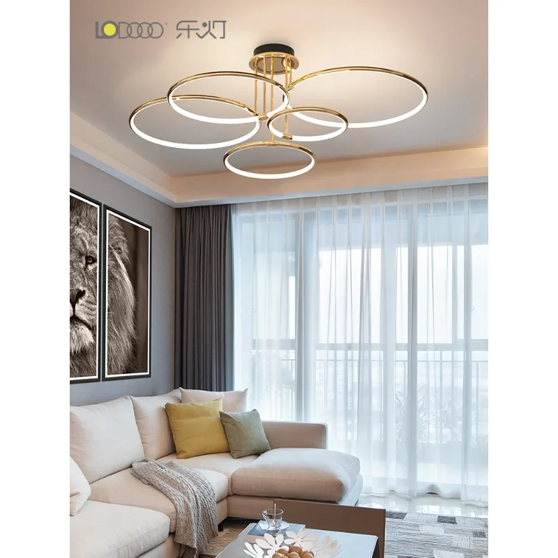 2024 new Italian light luxury high-end ring living room main light Nordic simple modern circle bedroom chandelier