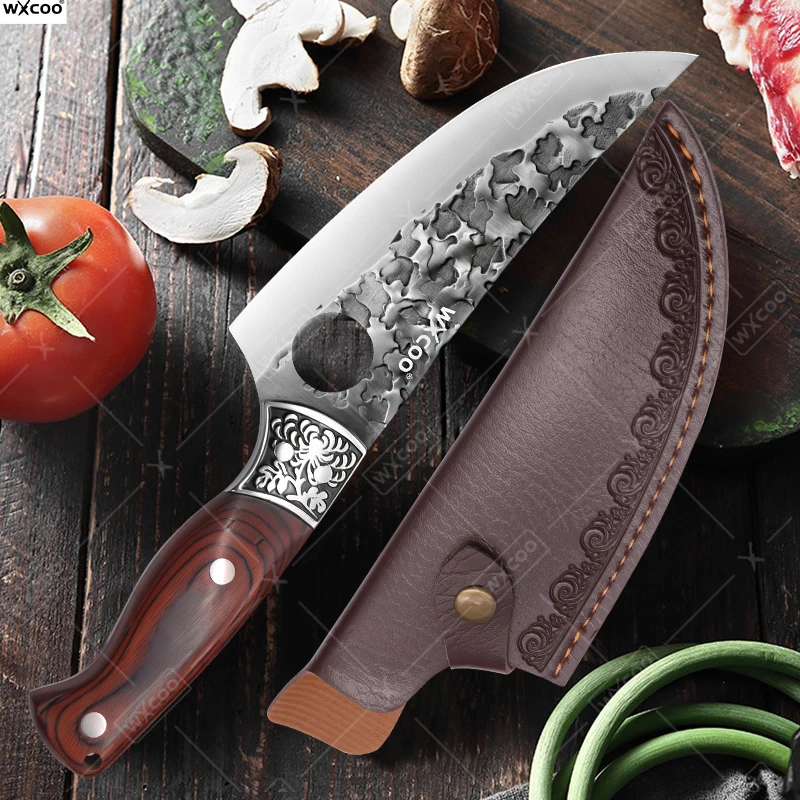 

WXCOO нож мясника шеф-повара кухонный набор кованых ножей шеф-повара стальные ножи мясника для обвалки гируто мясо рыба фрукты тесак ножи