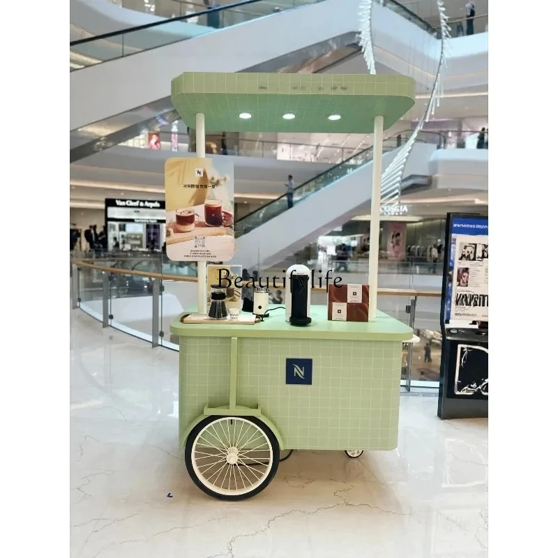 

Iron Art Flower Cart Coffee Dessert Cart Outdoor Market Sales Promotion Display Cart Stall H