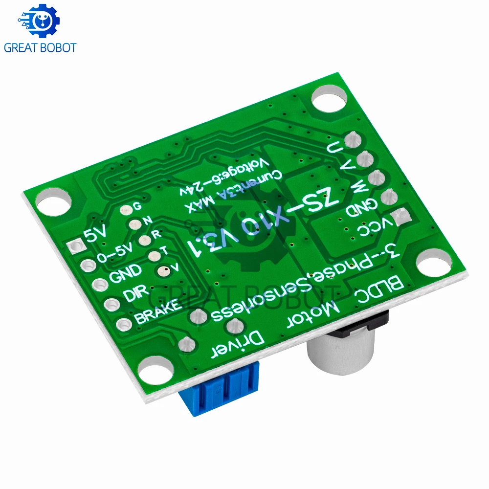 DC 6-20V 60W 12V Brushless Motor Driver Board BLDC Speed Controller 3 Phase Governor Hallless Switch Module With Cable