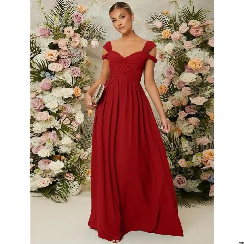 Cross-Border New Wedding Dr Accory Maidsmaid Dr Bal H-Sle Tee-Quarter Sve Linen Ciwalk Fem Dr