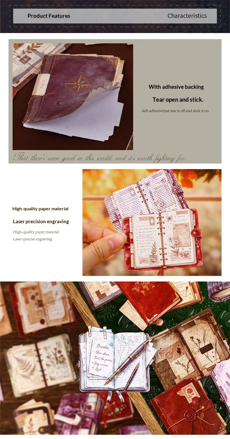 JIANWU Vintage Notebook Pattern Landscape Material Collage Scrapbooking Sticker Creative DIY Journal Stationery