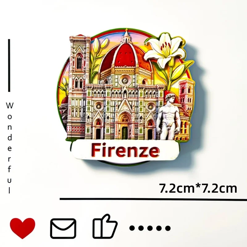 Italy Landmark Fridge Magnet 3D Hand Painted Resin Refrigerator Magnet Roma Firenze Venezia Travel Souvenir Kitchen Decor Gift