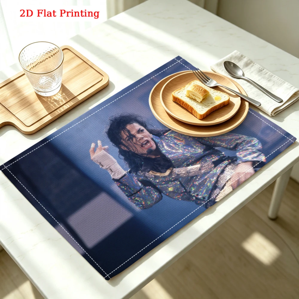 1pc Michael Jackson Placemat Blue Singer Print Table Mat Kitchen Dining Decor Protection 30x40cm