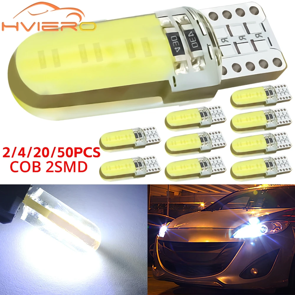 2/4/20pcs Car LED Width Turn Signal Lights Universal COB Silicone 2SMD W5W 12V Wedge Tail Reading License Plate Lamp Multicolor