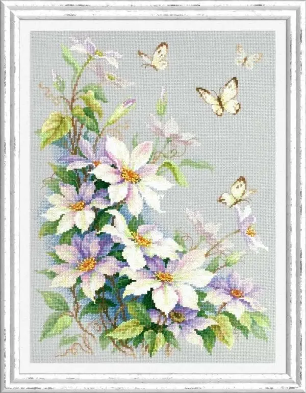 

Handmade 14CT Counted Canvas DIY Kits, Cross Stitch Embroidery, Butterfly and Flowers, 38-49