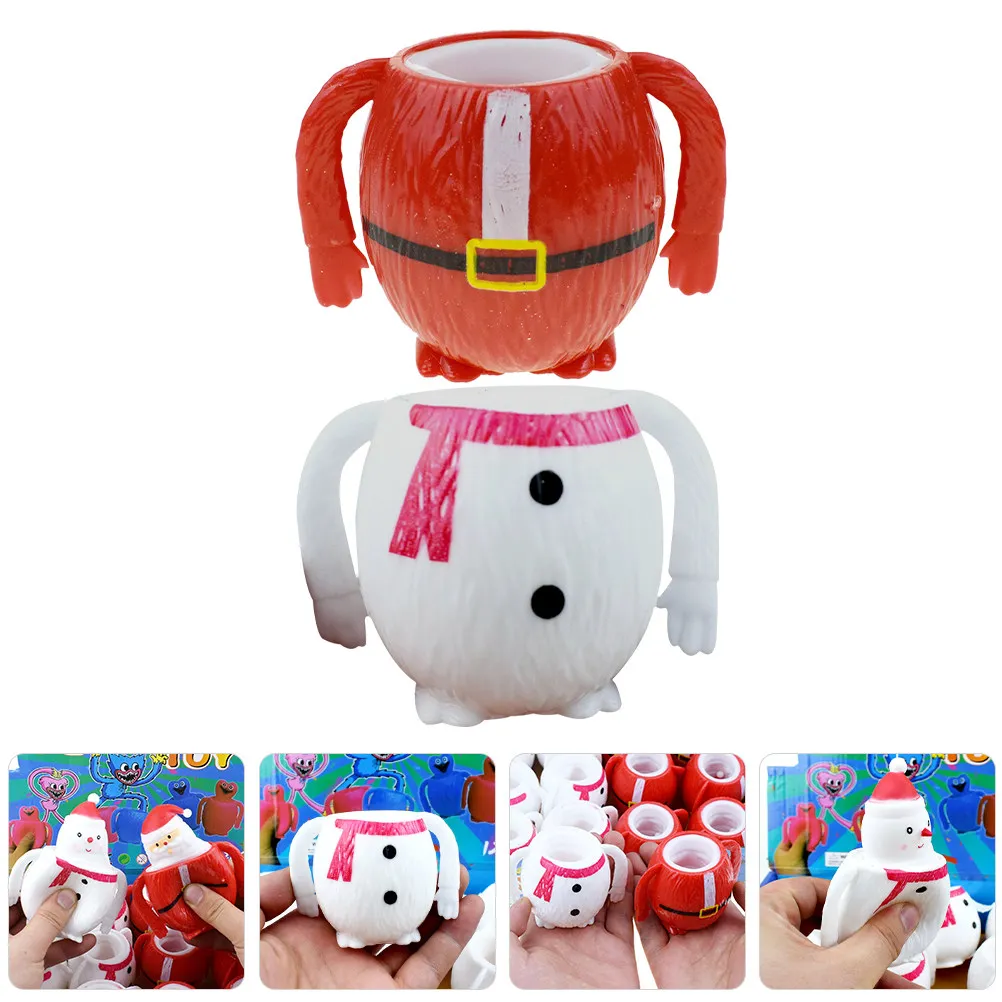 2Pcs Christmas Santa Squeeze Hand Sensory Cartoon Stress Relief Pressure Relief for Christmas Party Favors Goodies Bag Stuffers