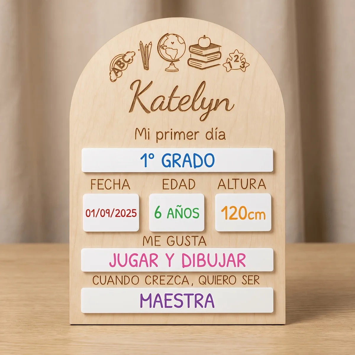 Personalized First & Last Day of School Wooden Sign, Custom Name Laser Engraved Back to School Photo Prop for Kids