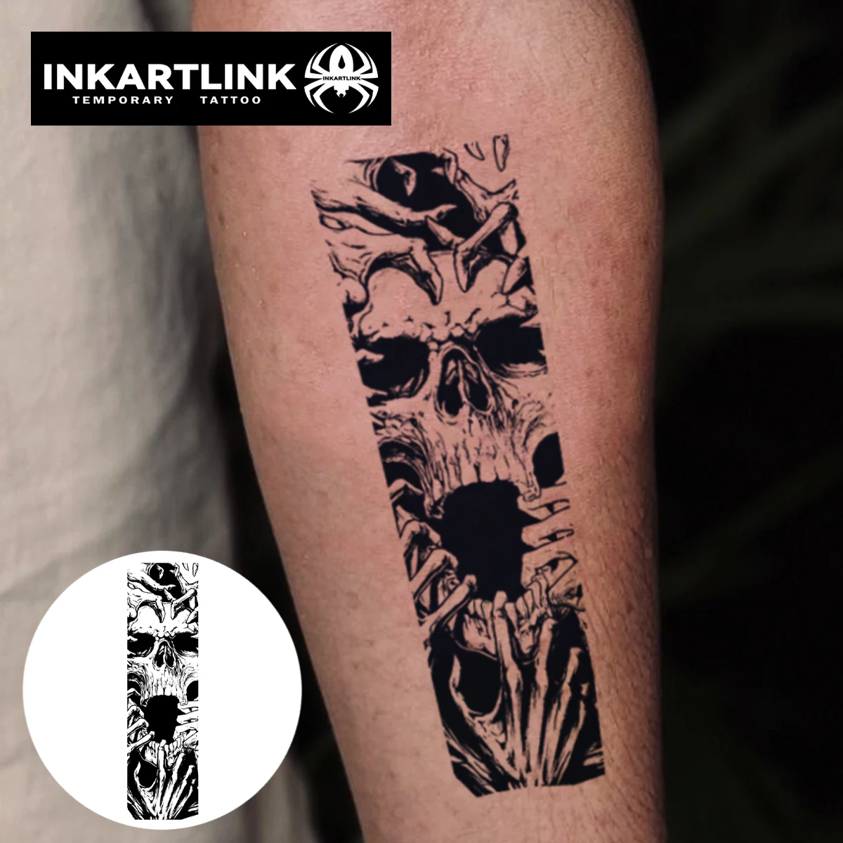 ملصق وشم جمجمة مؤقت، وشم سحري مقاوم للماء، وشم مزيف يدوم حتى 15 يومًا، وشم شبه دائم