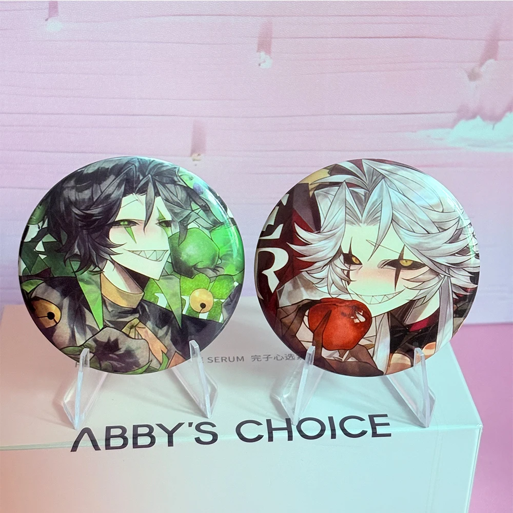 Game The Freak Circus Figure Pierrot Harlequin Brooches Round Tinplate Badge Backpack Decoration Pins Cosplay Accessories Prop