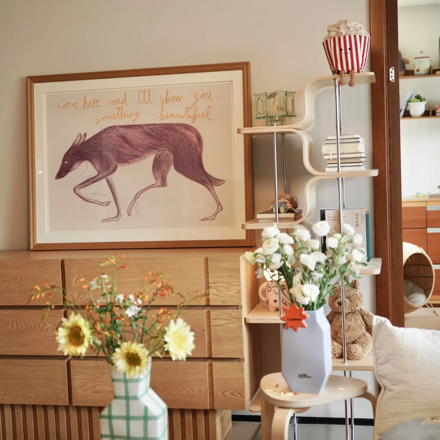 Vintage Greyhound Dog Canvas Wall Art, Hand Sketch Sighthound with Quote Print, Aesthetic Animal Text Painting, Modern Home Deco