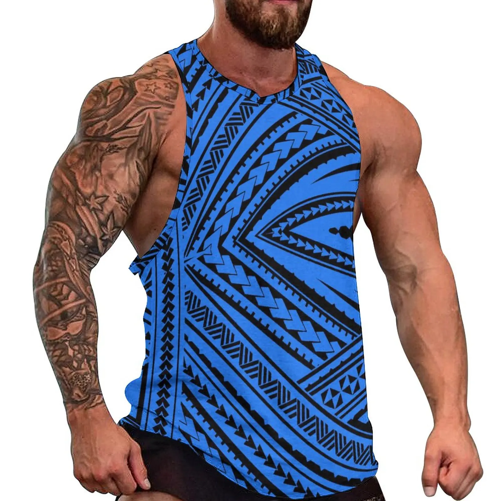 Polynesian Tribal Tank Tops Samoan Men Singlets Island Wear