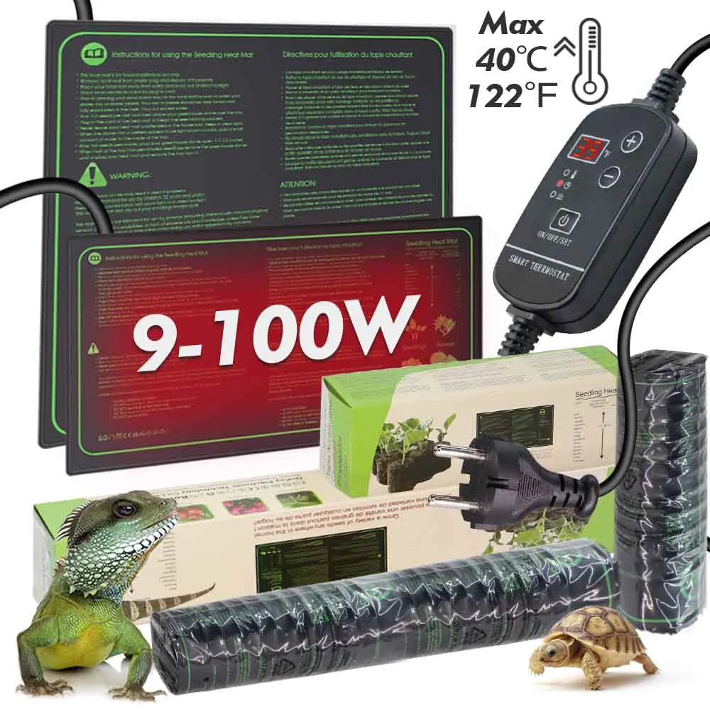 

9-100W Plants Heating Pad with Adjustable Thermostat Waterproof Reptile Heat Mat Indoor Garden Greenhouse Grow Seedling Nursery