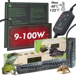 9-100W Plants Heating Pad with Adjustable Thermostat Waterproof Reptile Heat Mat Indoor Garden Greenhouse Grow Seedling Nursery