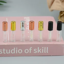 Mini botella de muestra de brillo de labios, envase de lápiz labial líquido elegante de plástico, vacío, oro rosa, 1,2 ml, venta al por mayor