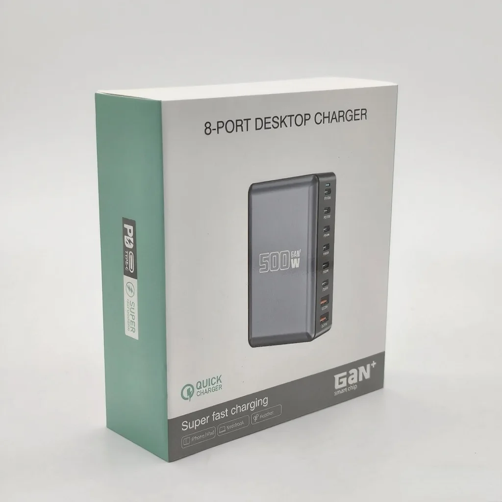 شاحن سطح المكتب متعدد الوظائف بقدرة 600 وات GaN PD ذو 8 منافذ - محول شحن سريع بقدرة 440 وات للهواتف وأجهزة الكمبيوتر المحمولة والإلكترونيات والمزيد