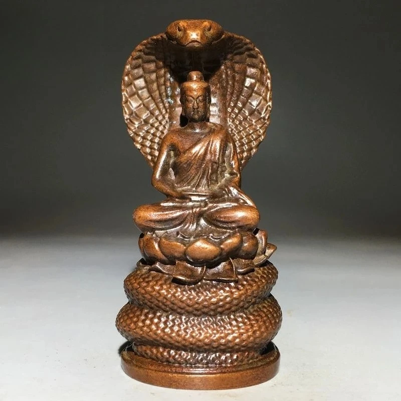 Naga-Protected Buddha Statue Vintage  Buddhist Sculpture  Meditation Home Shrine Decor Spiritual Protection