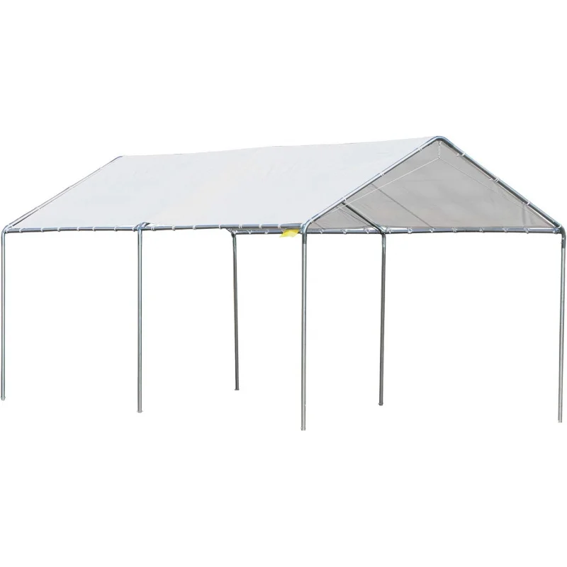 

10'x20' Outdoor Heavy Duty Galvanized Car Canopy Carport Party Tent, Complete with Anchor Kit & 3 Reinforced Steel Cables,White