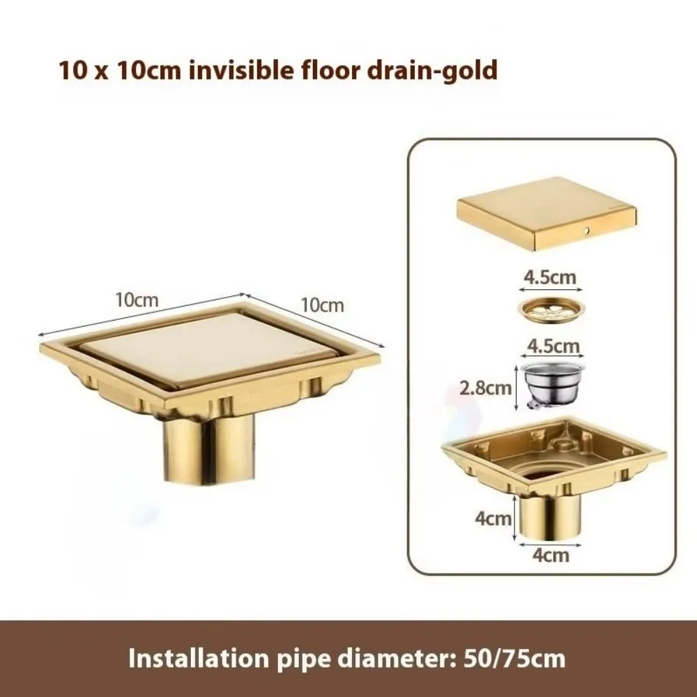 Anti-Odor Floor Drain Cover Recessed Stainless Steel Drainage Covers Square Plug Cover Pipe Shower Filter Bathroom Drains