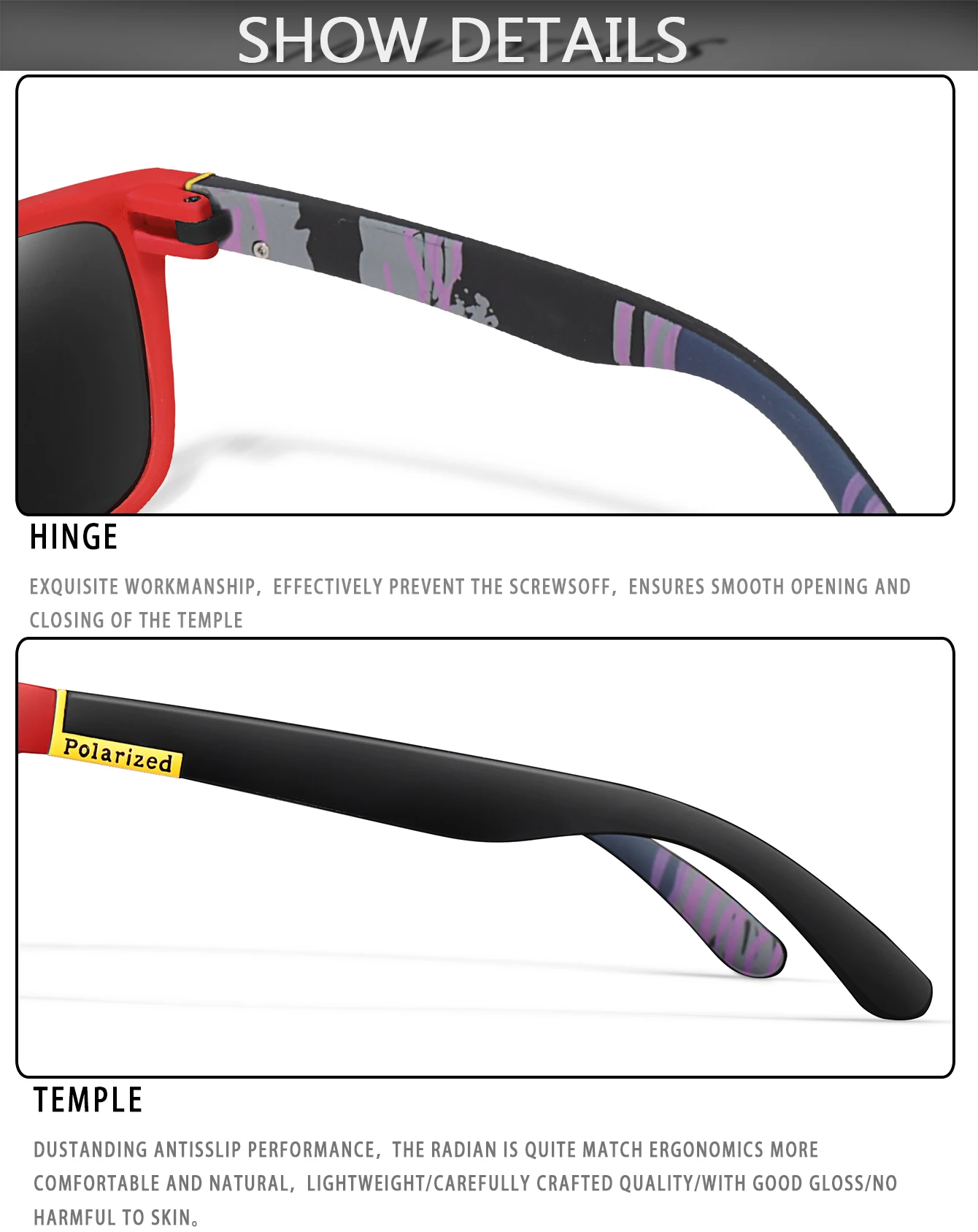 UV400 Polarisierte Klassische Quadratische Radfahren Sonnenbrille Männer und Frauen Auto Fahren Sonnenbrille Dirt Bike Motorrad Wandern Gläser – Detail 12